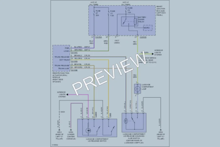 2010 Ford Taurus Trunk Tailgate Fuel Door wiring diagram preview