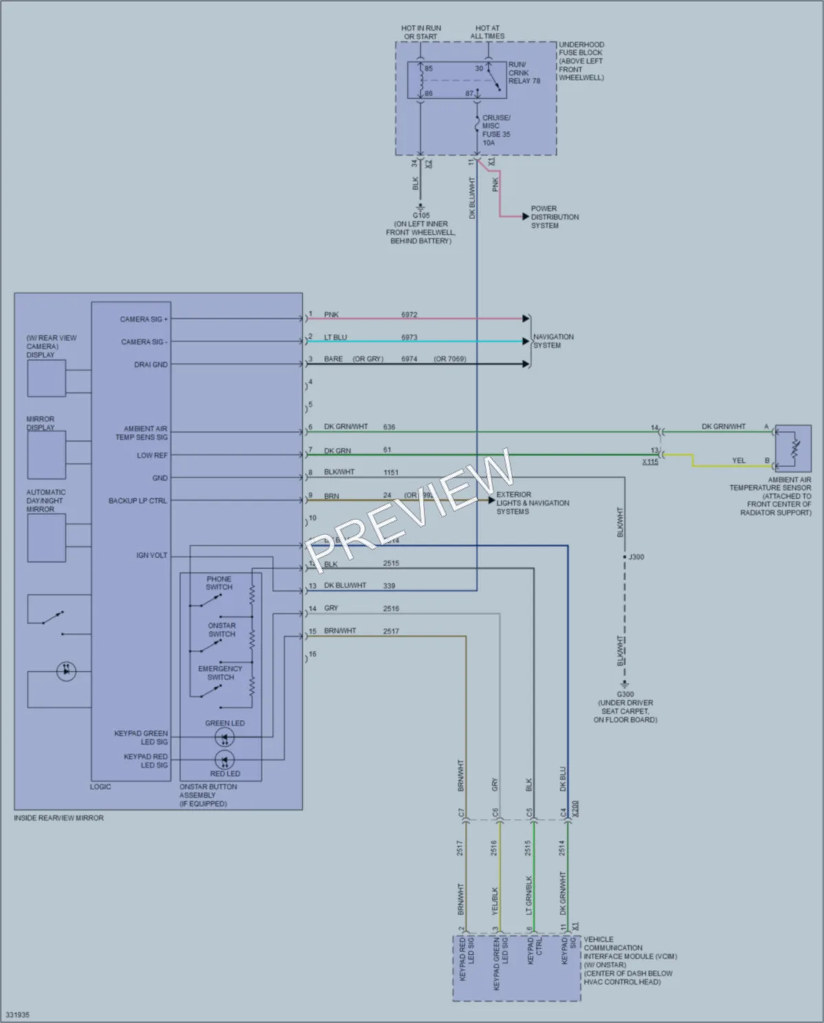 2010 HUMMER H3T Power Mirrors wiring diagram preview