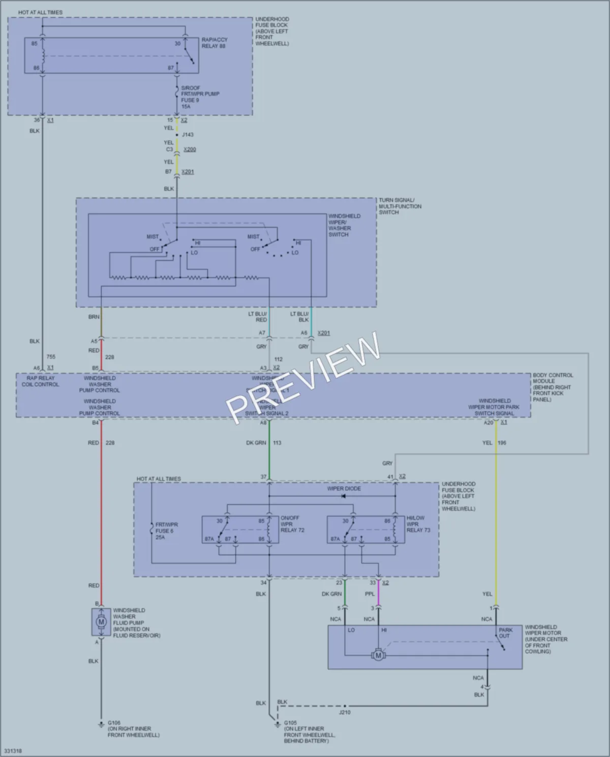 2010 HUMMER H3T Wiper Washer wiring diagram preview
