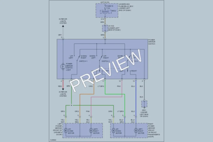 2010 Honda Fit Power Mirrors wiring diagram preview