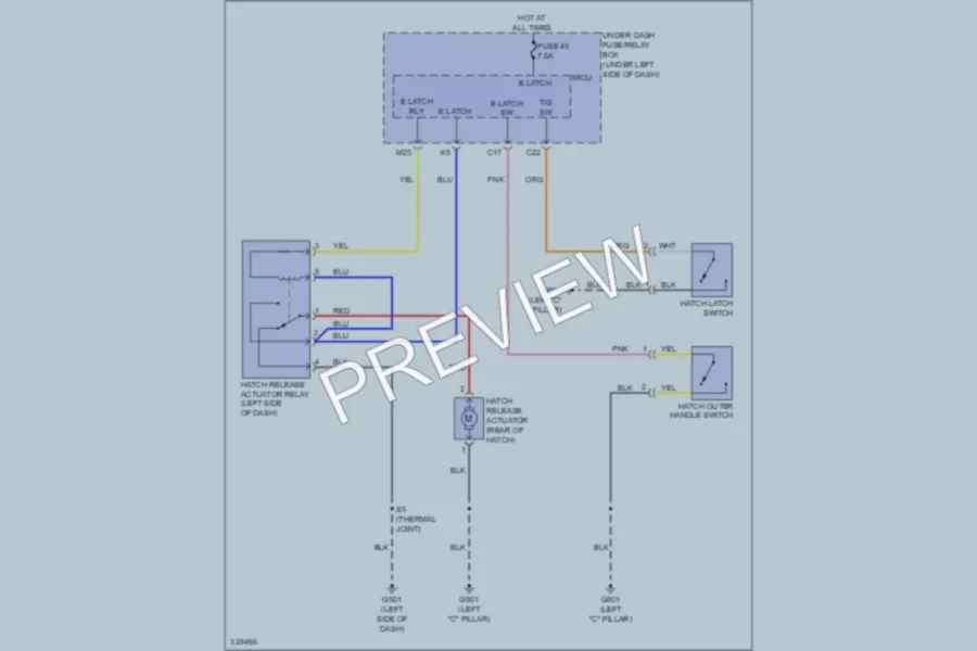 2010 Honda Insight Trunk Tailgate Fuel Door wiring diagram preview