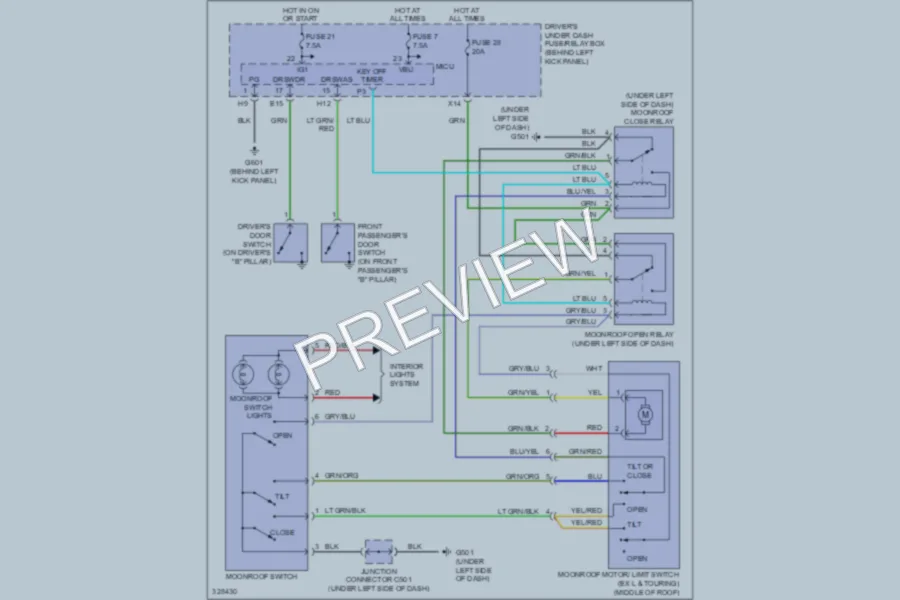 2010 Honda Odyssey Power Top Sunroof wiring diagram preview