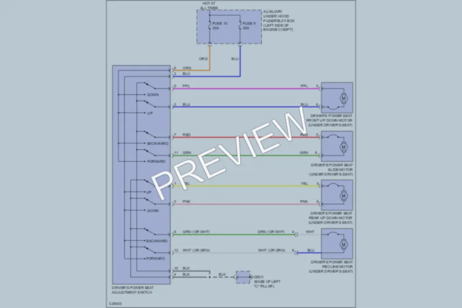 2010 Honda Pilot Power Seats wiring diagram preview