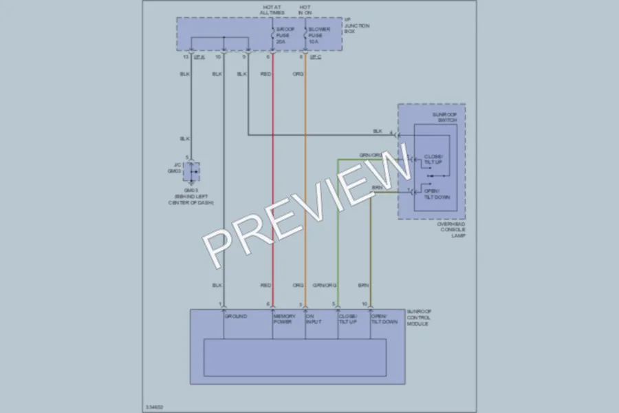 2010 Hyundai Accent Power Top Sunroof wiring diagram preview