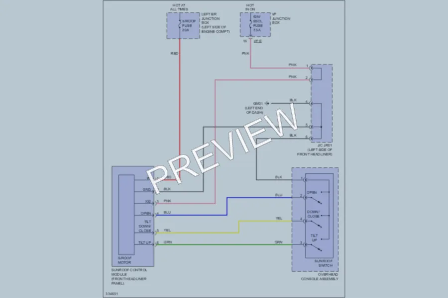 2010 Hyundai Genesis Power Top Sunroof wiring diagram preview