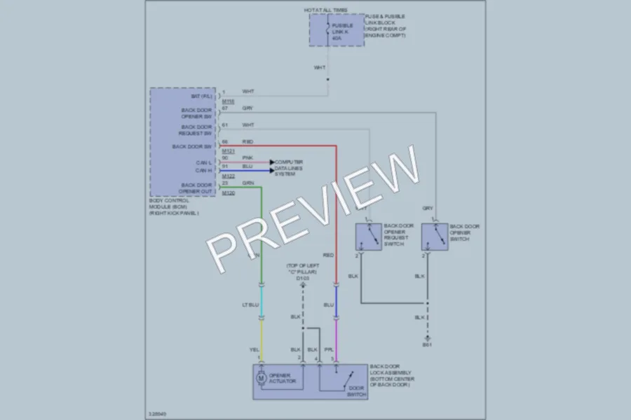 2010 Infiniti EX35 Trunk Tailgate Fuel Door wiring diagram preview