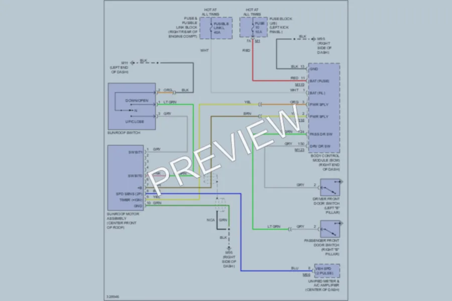 2010 Infiniti FX50 Power Top Sunroof wiring diagram preview