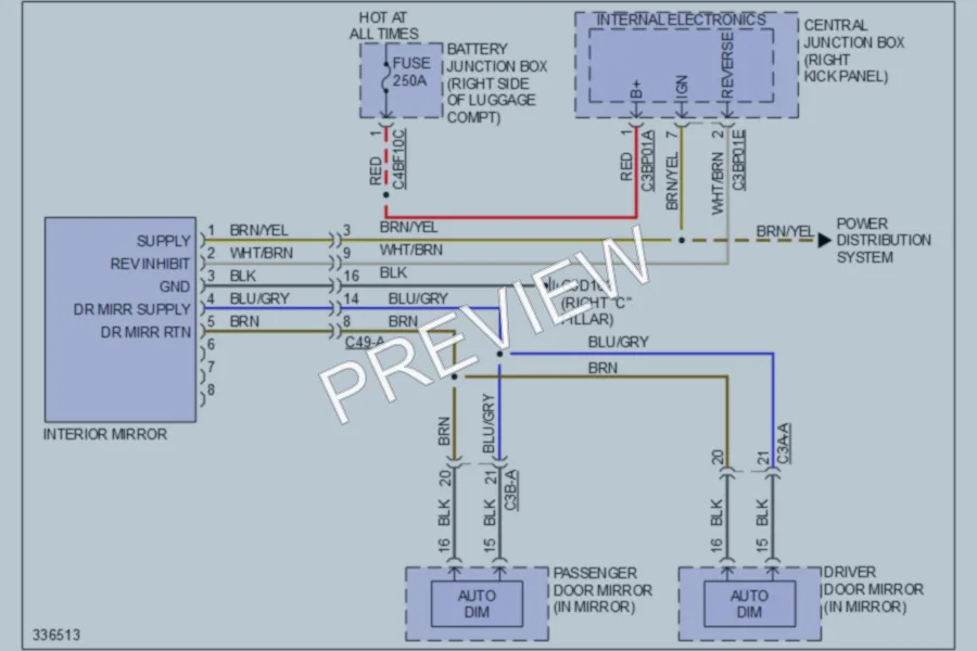 2010 Jaguar XFR Power Mirrors wiring diagram preview