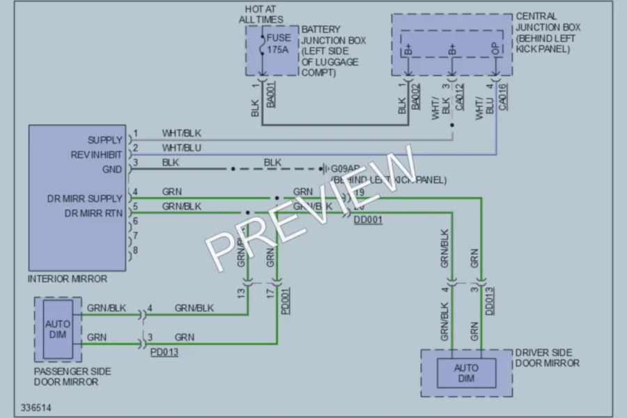 2010 Jaguar XK Power Mirrors wiring diagram preview