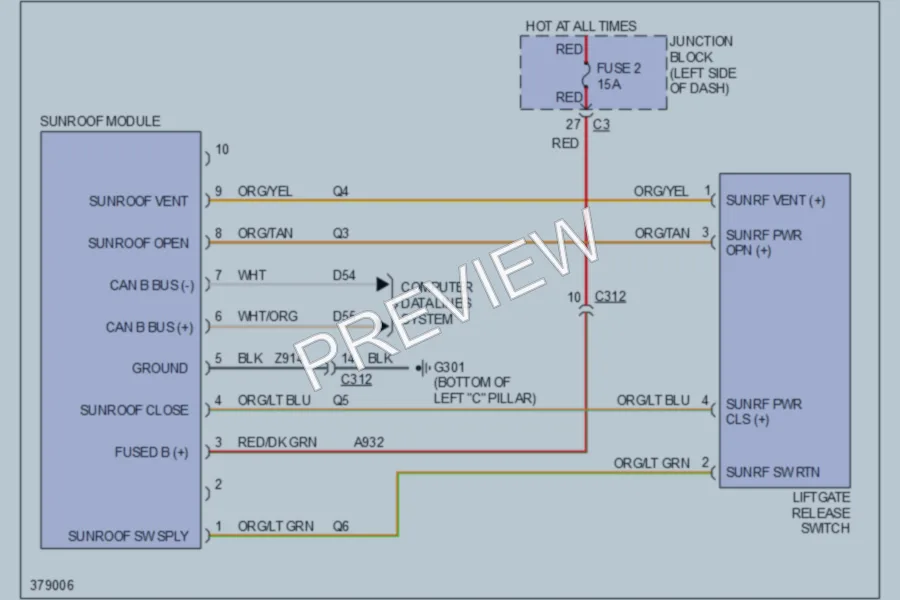 2010 Jeep Commander Power Top Sunroof wiring diagram preview