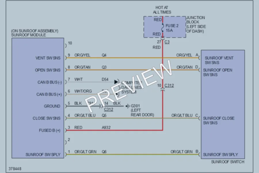 2010 Jeep GrandCherokee Power Top Sunroof wiring diagram preview