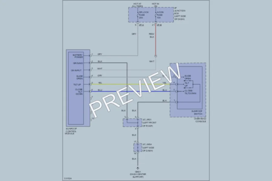 2010 Kia ForteKoup Power Top Sunroof wiring diagram preview