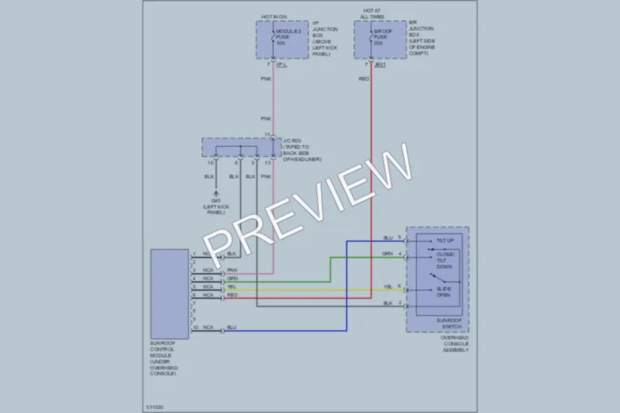 2010 Kia Optima Power Top Sunroof wiring diagram preview