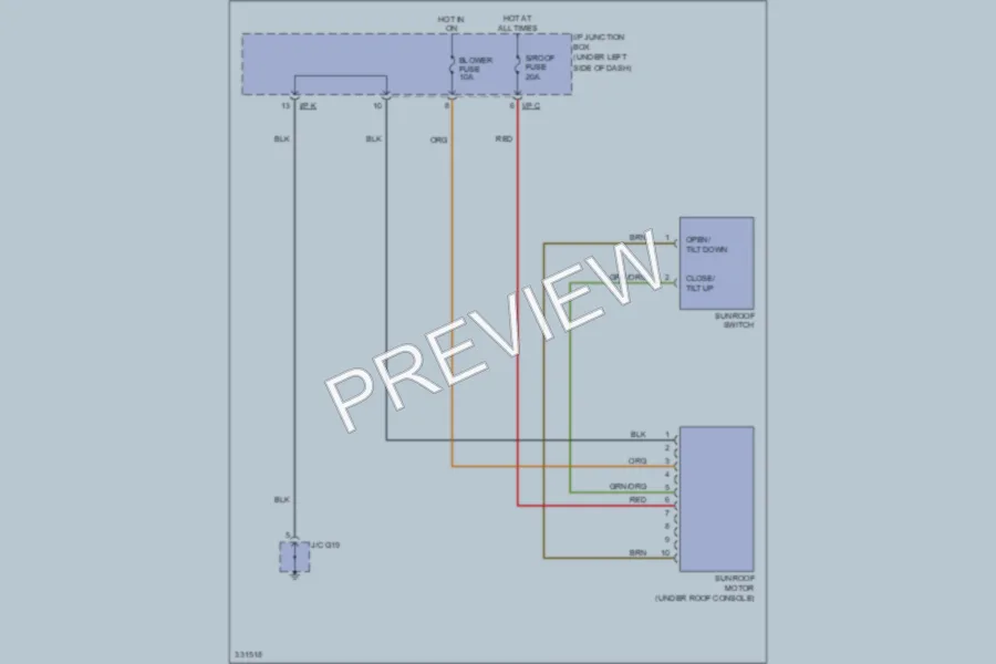 2010 Kia Rio Power Top Sunroof wiring diagram preview