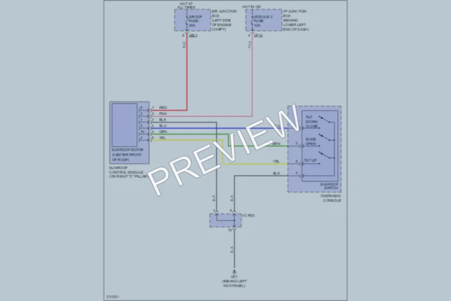 2010 Kia Rondo Power Top Sunroof wiring diagram preview