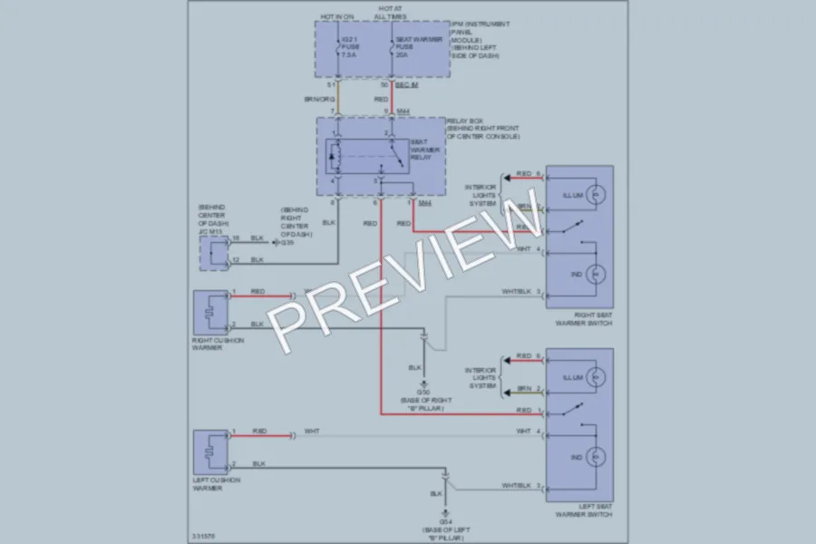 2010 Kia Sedona Power Seats wiring diagram preview