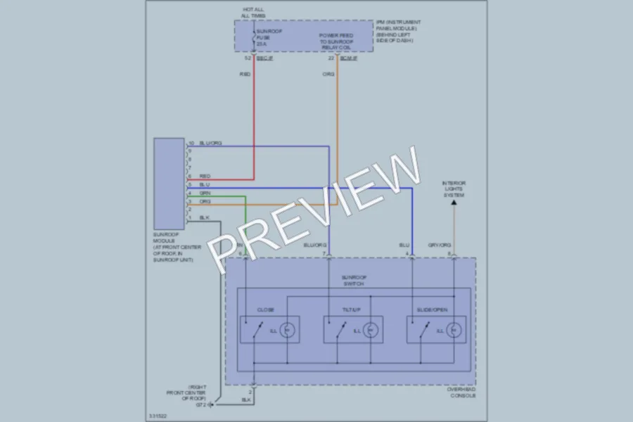 2010 Kia Sedona Power Top Sunroof wiring diagram preview