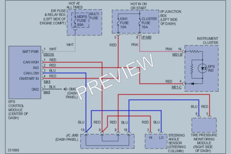 2010 Kia Soul Electronic Power Steering wiring diagram preview