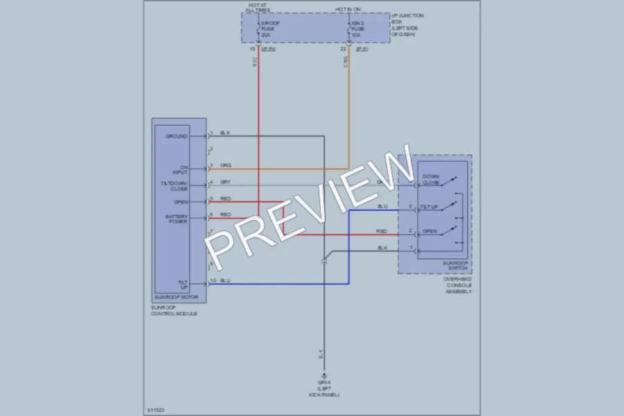 2010 Kia Soul Power Top Sunroof wiring diagram preview