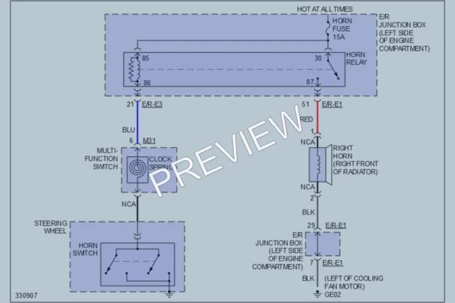 2010 Kia Sportage Horn wiring diagram preview