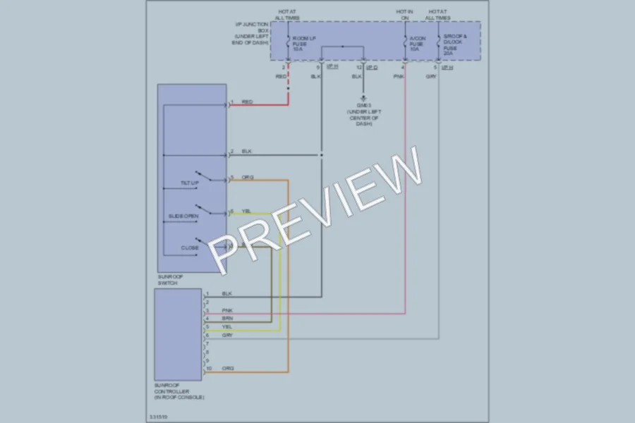 2010 Kia Sportage Power Top Sunroof wiring diagram preview