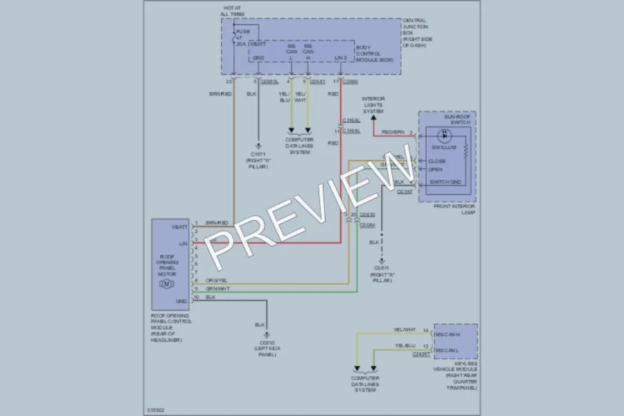 2010 LandRover RangeRoverSport Power Top Sunroof wiring diagram preview