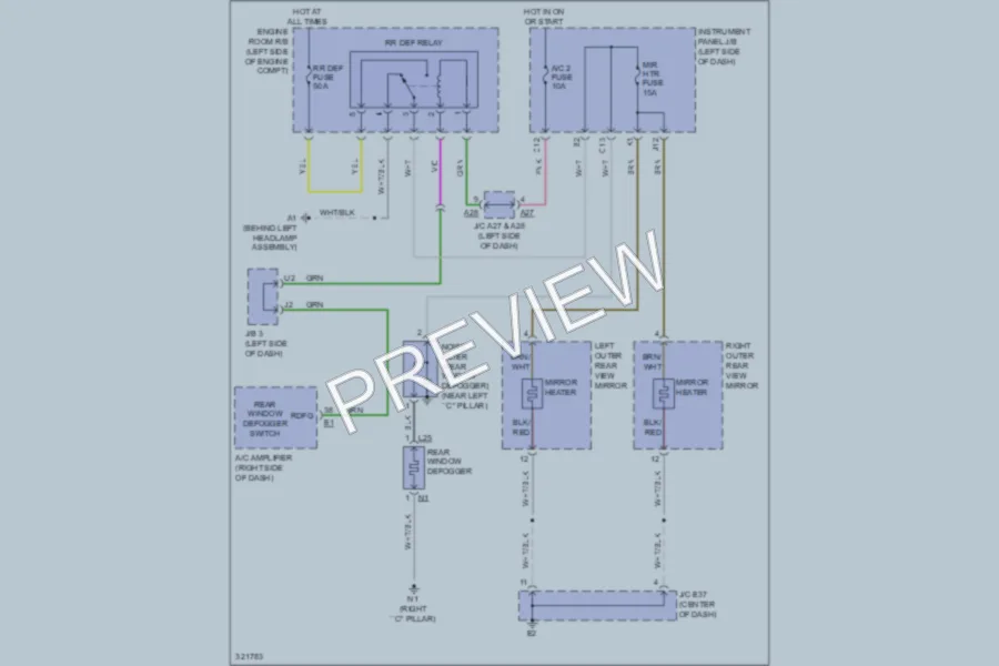 2010 Lexus ES350 Defoggers wiring diagram preview