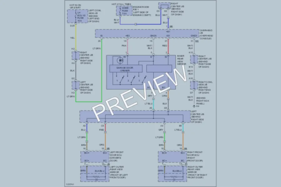 2010 Lexus GS450h Power Mirrors wiring diagram preview