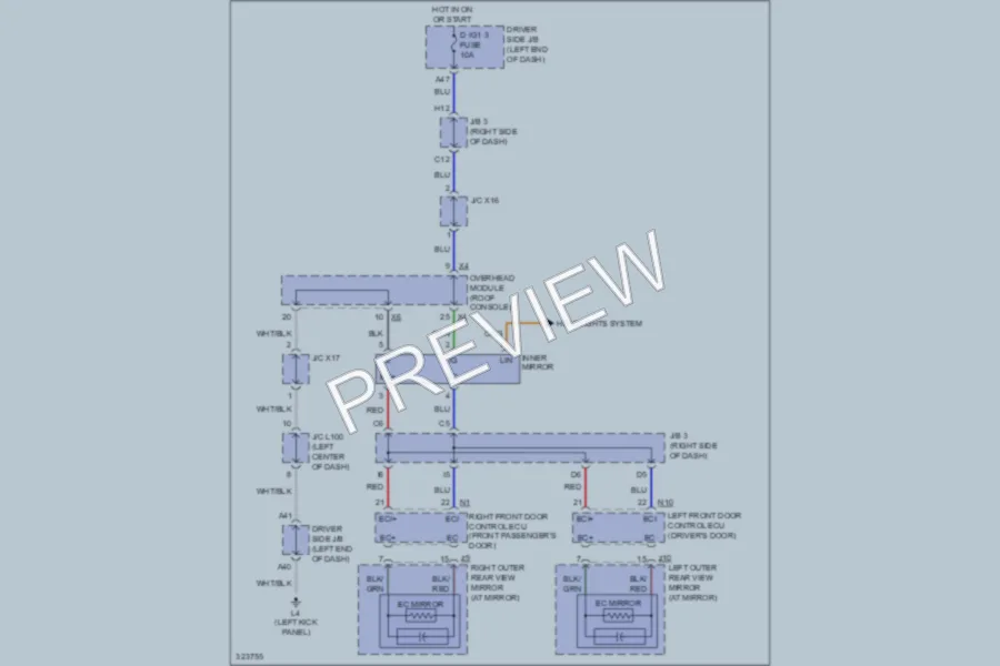 2010 Lexus LS460 Power Mirrors wiring diagram preview