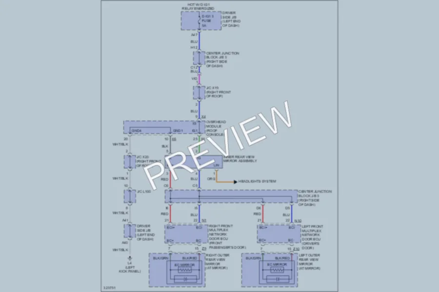 2010 Lexus LS600h Power Mirrors wiring diagram preview