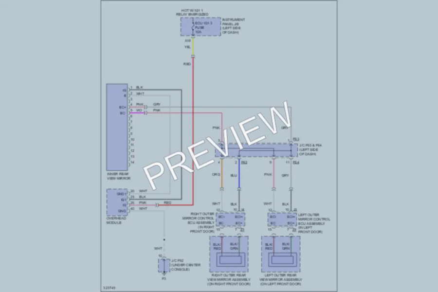 2010 Lexus RX450h Power Mirrors wiring diagram preview