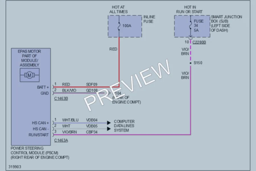 2010 Lincoln MKS Electronic Power Steering wiring diagram preview