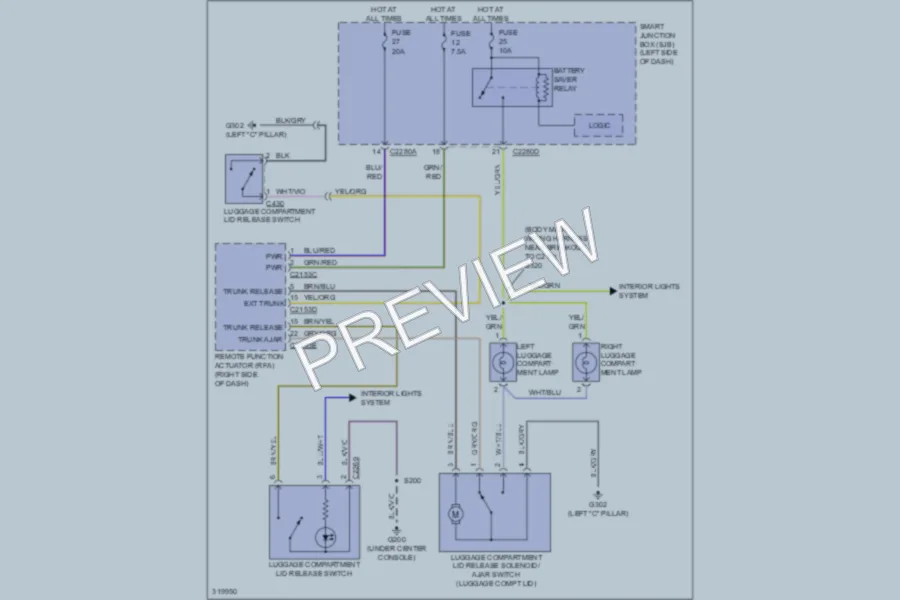 2010 Lincoln MKS Trunk Tailgate Fuel Door wiring diagram preview