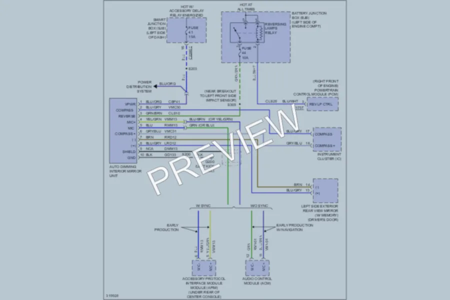 2010 Lincoln MKX Power Mirrors wiring diagram preview