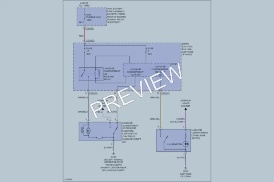 2010 Lincoln MKZ Trunk Tailgate Fuel Door wiring diagram preview
