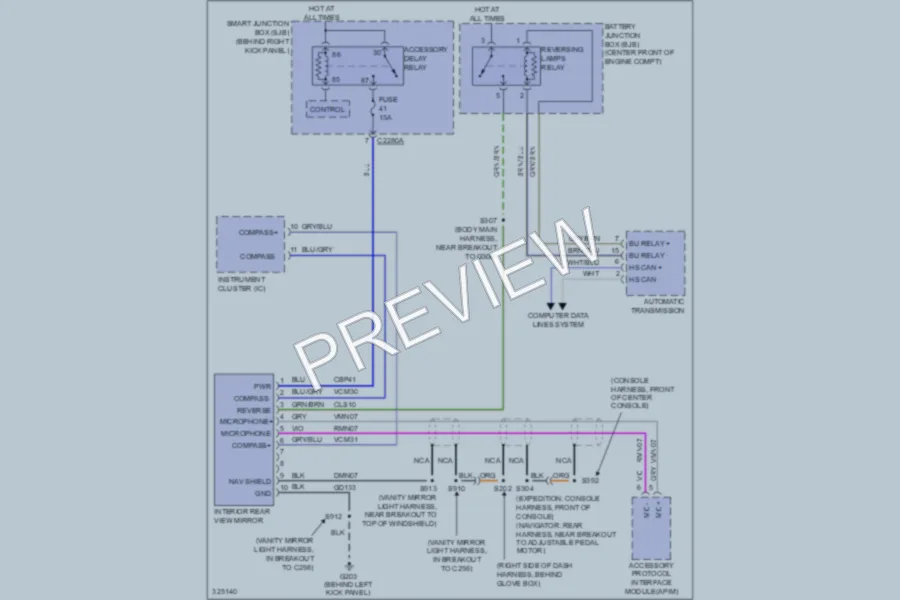2010 Lincoln Navigator Power Mirrors wiring diagram preview