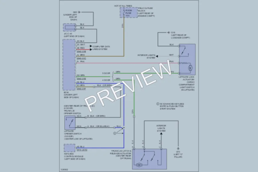 2010 Mazda 3 Trunk Tailgate Fuel Door wiring diagram preview
