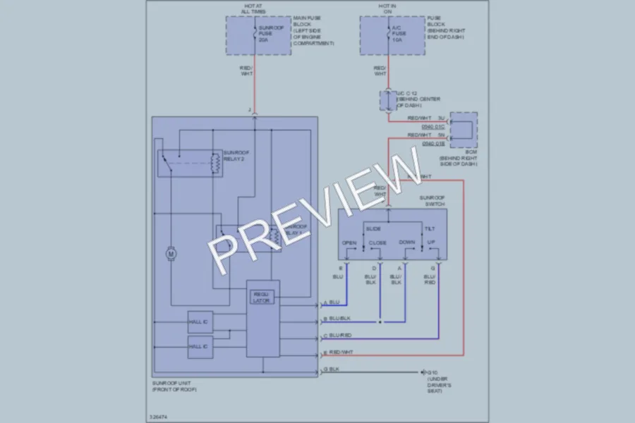 2010 Mazda 5 Power Top Sunroof wiring diagram preview