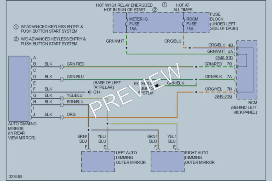 2010 Mazda 6 Power Mirrors wiring diagram preview