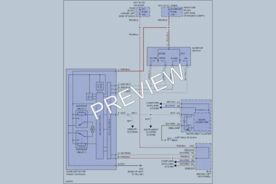 2010 Mazda 6 Power Top Sunroof wiring diagram preview