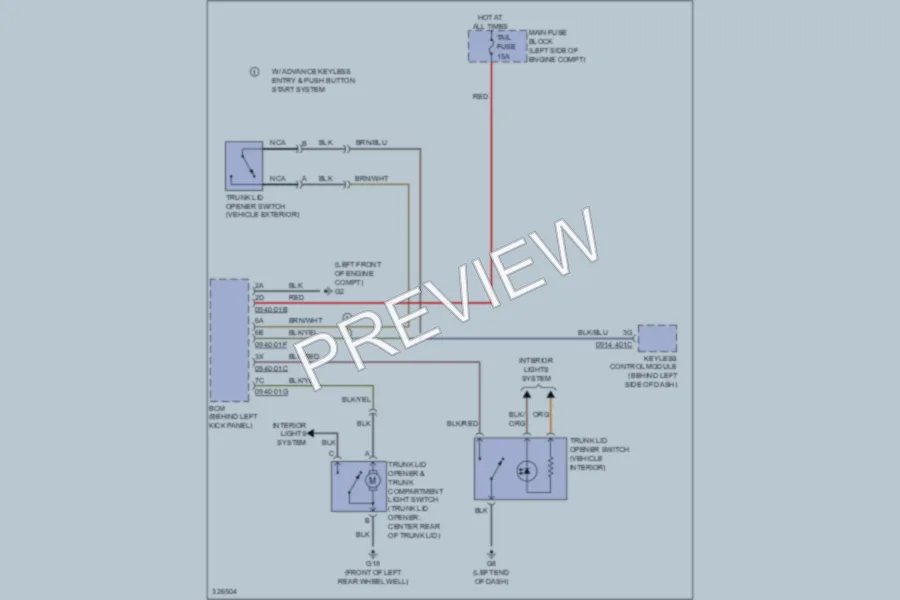 2010 Mazda 6 Trunk Tailgate Fuel Door wiring diagram preview