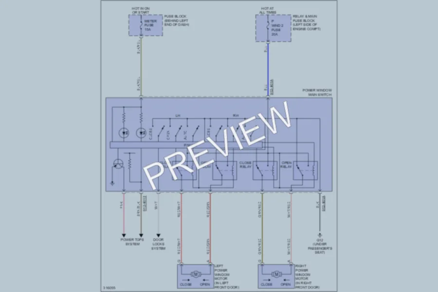 2010 Mazda MX5Miata Power Windows wiring diagram preview