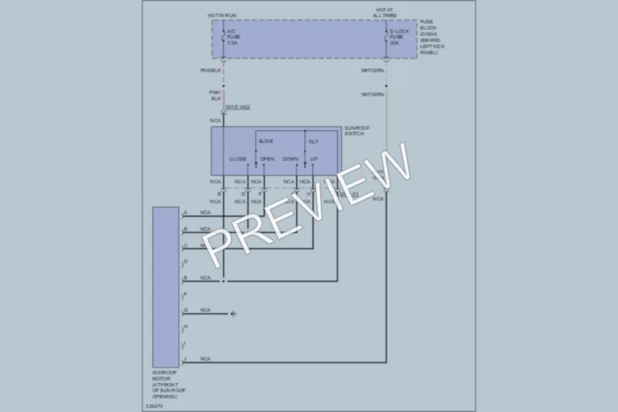 2010 Mazda RX8 Power Top Sunroof wiring diagram preview