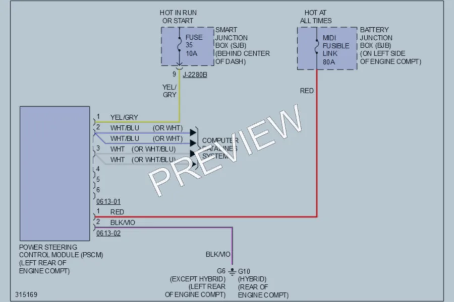 2010 Mazda Tribute Electronic Power Steering wiring diagram preview