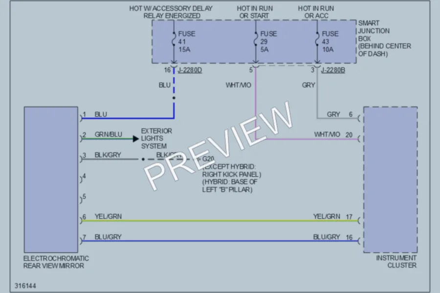 2010 Mazda Tribute Power Mirrors wiring diagram preview