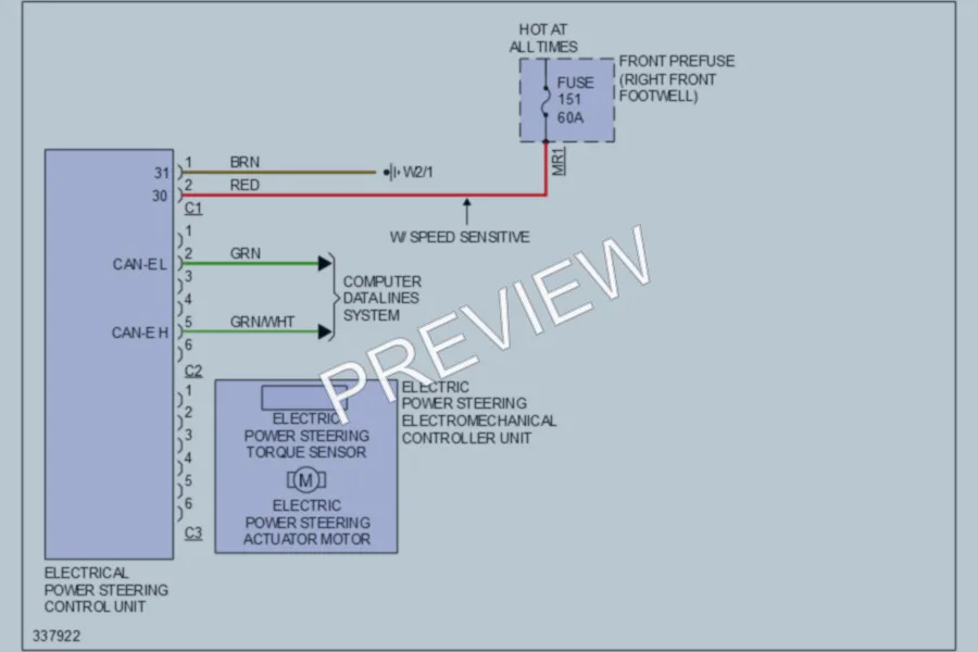 2010 MercedesBenz E350 Electronic Power Steering wiring diagram preview