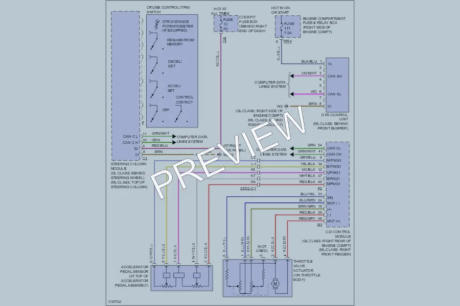 2010 MercedesBenz ML350BLUETEC Cruise Control wiring diagram preview
