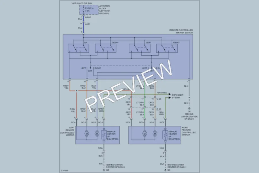 2010 Mitsubishi Endeavor Power Mirrors wiring diagram preview