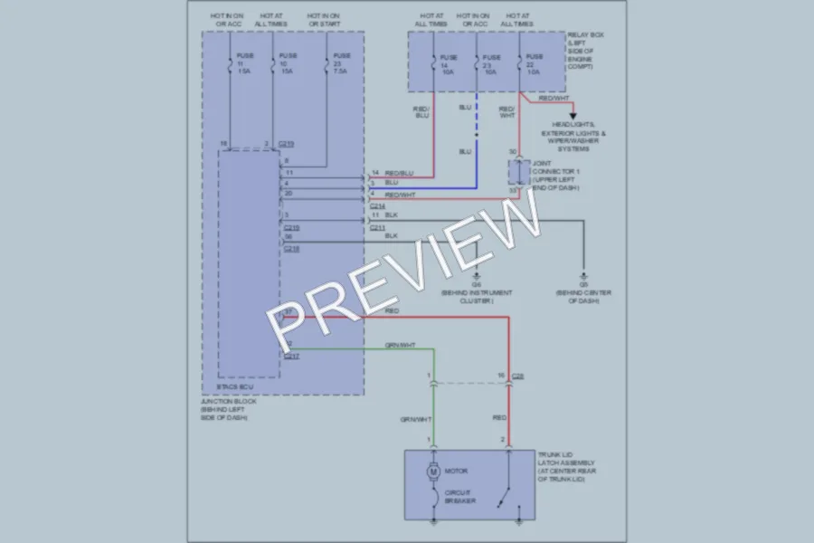 2010 Mitsubishi Galant Trunk Tailgate Fuel Door wiring diagram preview
