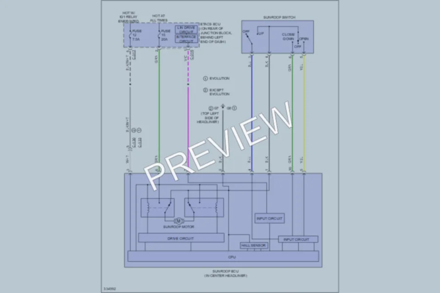 2010 Mitsubishi LancerSportback Power Top Sunroof wiring diagram preview